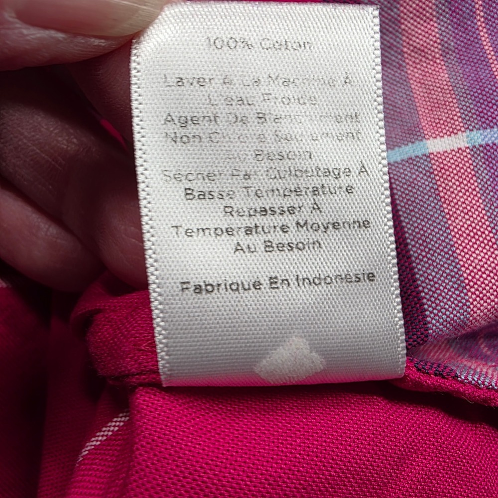 Talbots Petites Dark Pink Plaid Sleeveless Pleated Blouse Top Size P - Picture 6 of 7